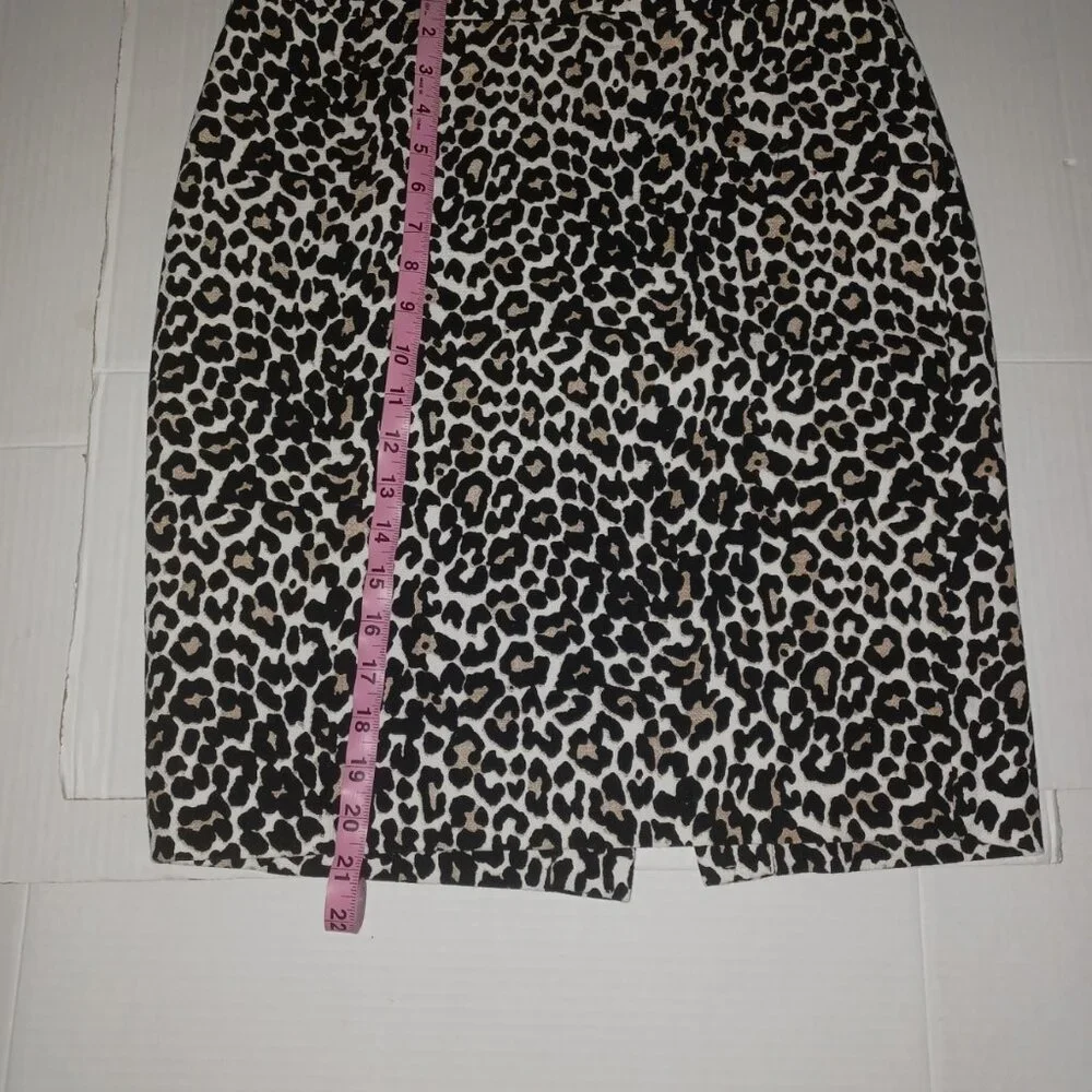 J.CREW THE PENCIL SKIRT LEOPARD PRINT 100% COTTON SIZE 4